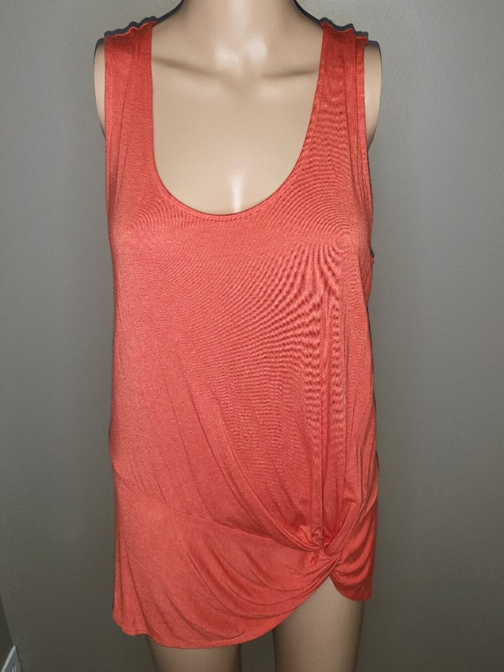 L.a. + Jo Coral Sleeveless Draped Twist Front Tank Top Size Large Soft Stretch